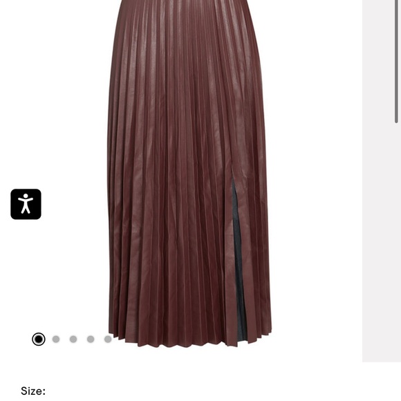 INTERMIX ZURI PLEATED VEGAN LEATHER SKIRT - 0 - Picture 2 of 8